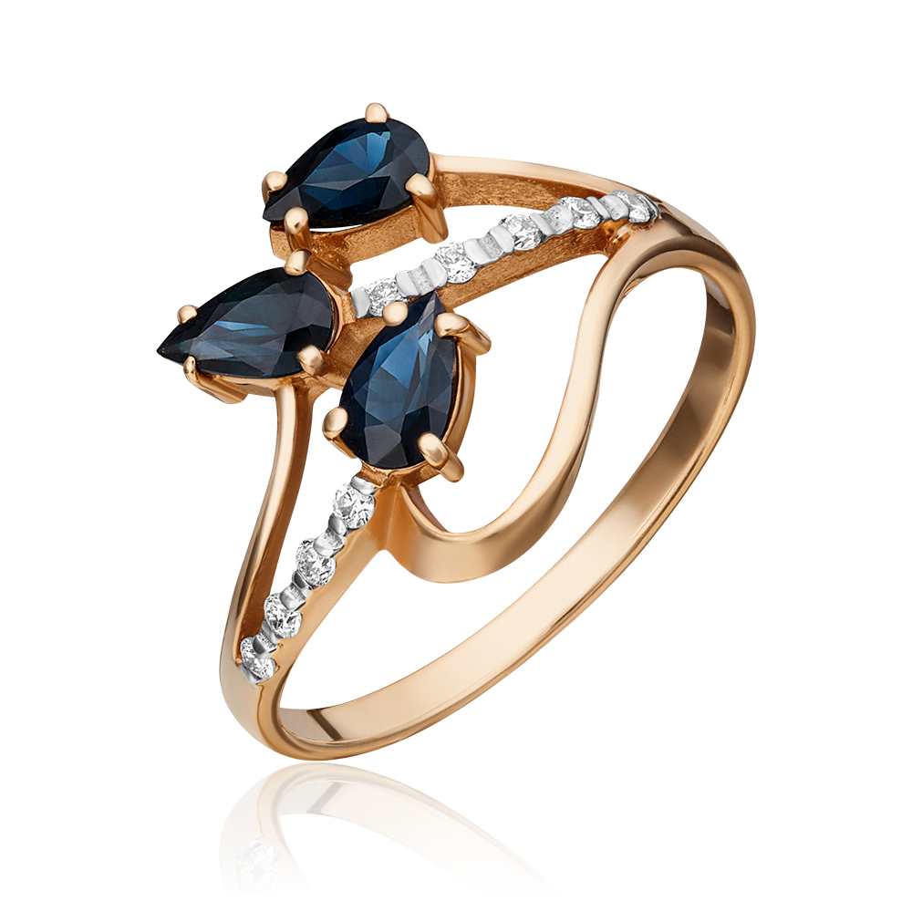 Кольцо из красного золота с сапфирами и бриллиантами 01-0131-00-105-1110-30