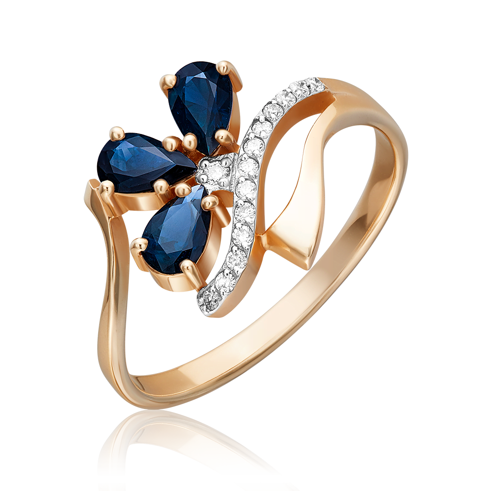 Кольцо из красного золота с сапфирами и бриллиантами 01-0133-00-105-1110-30