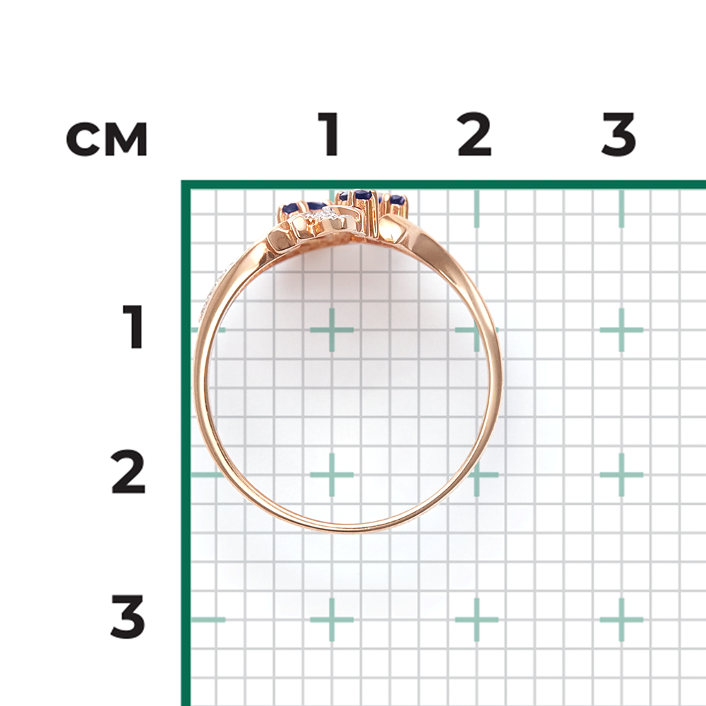 Кольцо из красного золота с сапфирами и бриллиантами 01-0133-00-105-1110-30