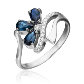 Кольцо из белого золота с сапфирами и бриллиантами 01-0134-00-105-1120-30