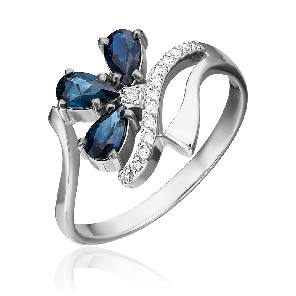 Кольцо из белого золота с сапфирами и бриллиантами 01-0134-00-105-1120-30