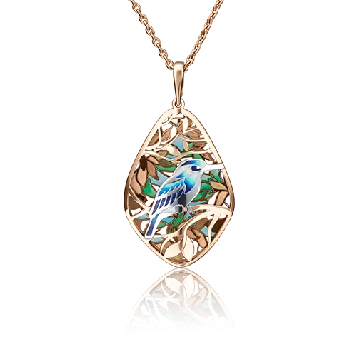 Подвеска «Колибри» из красного золота с эмалью 03-2800-00-000-1110-48