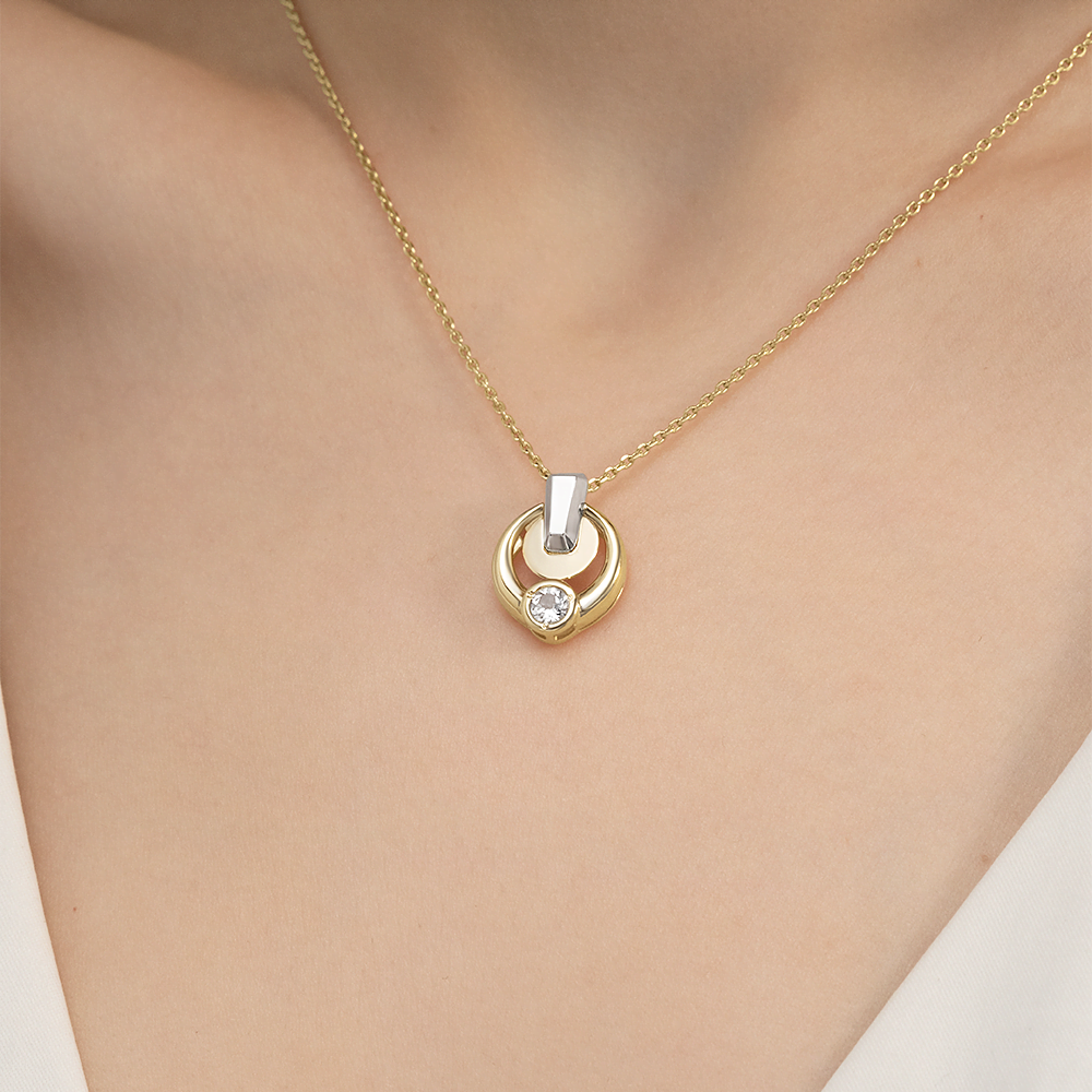 Подвеска из комбинированного золота с натуральным топазом white 03-3377-00-201-1121