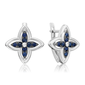 Серьги с английским замком из белого золота с сапфирами