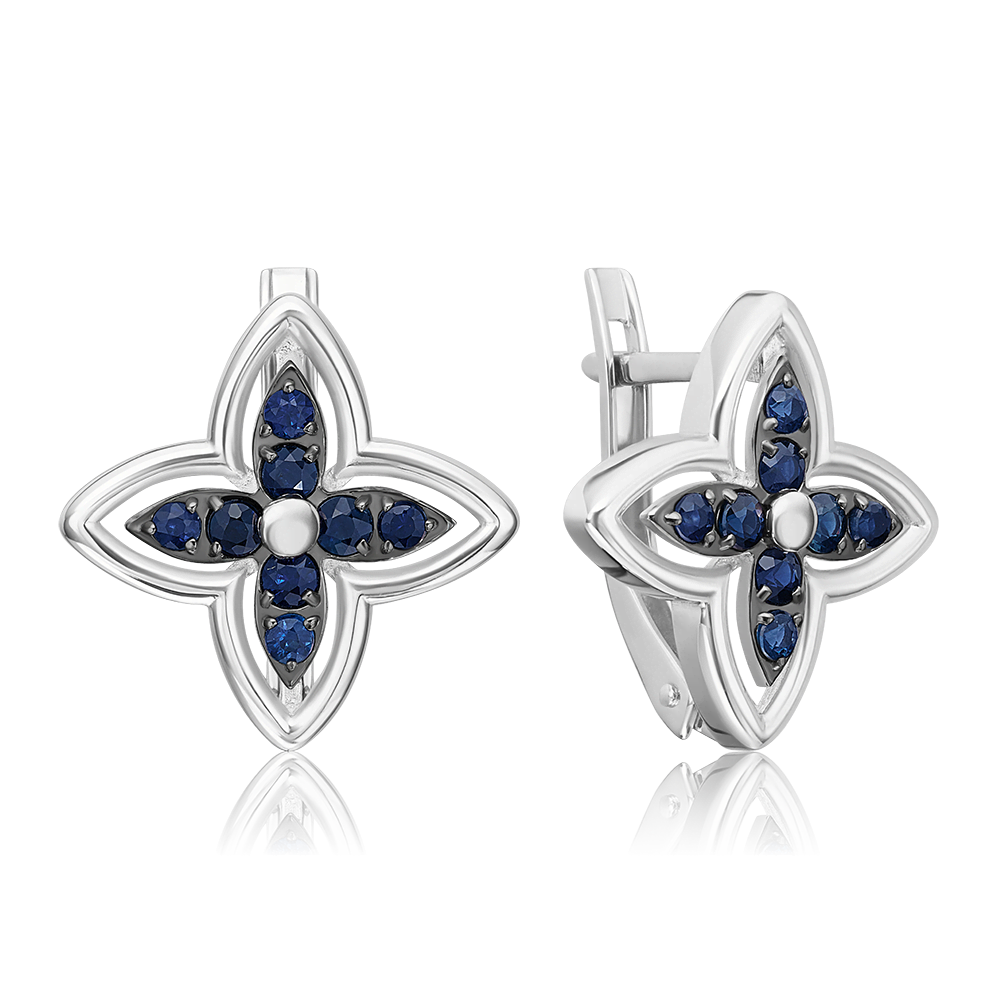 Серьги с английским замком из белого золота с сапфирами 02-5511-00-102-1120