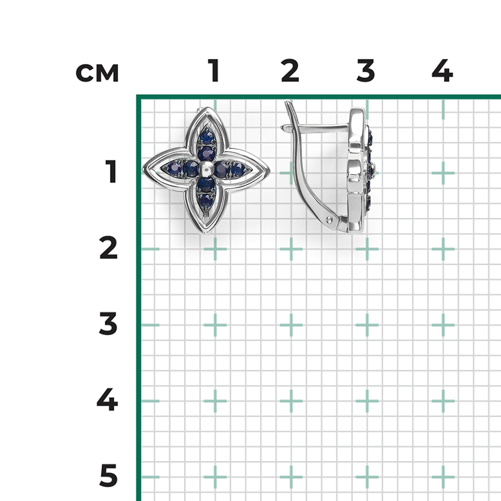 Серьги с английским замком из белого золота с сапфирами 02-5511-00-102-1120