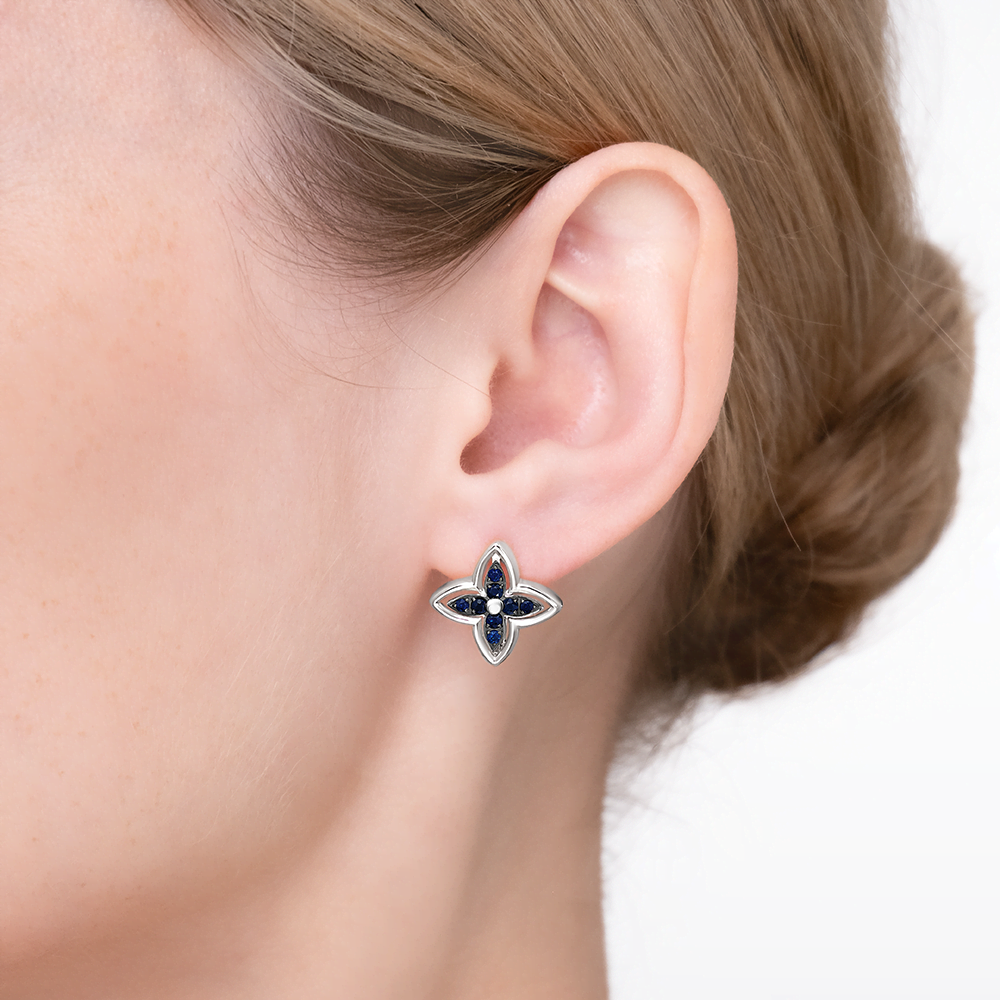 Серьги с английским замком из белого золота с сапфирами 02-5511-00-102-1120