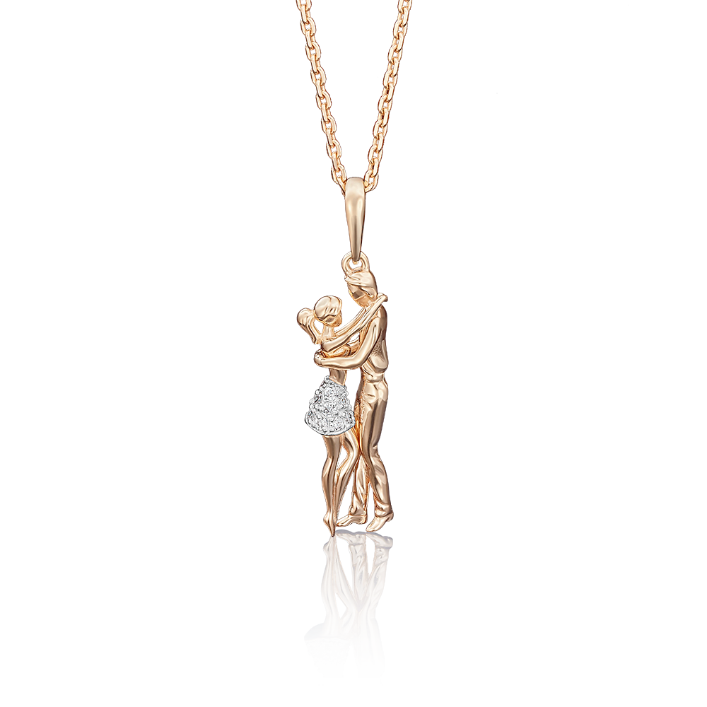 Подвеска «Влюбленные» из красного золота с фианитами 03-2433-00-401-1110-03