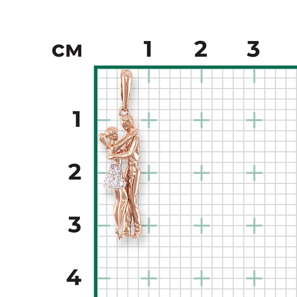 Подвеска «Влюбленные» из красного золота с фианитами 03-2433-00-401-1110-03
