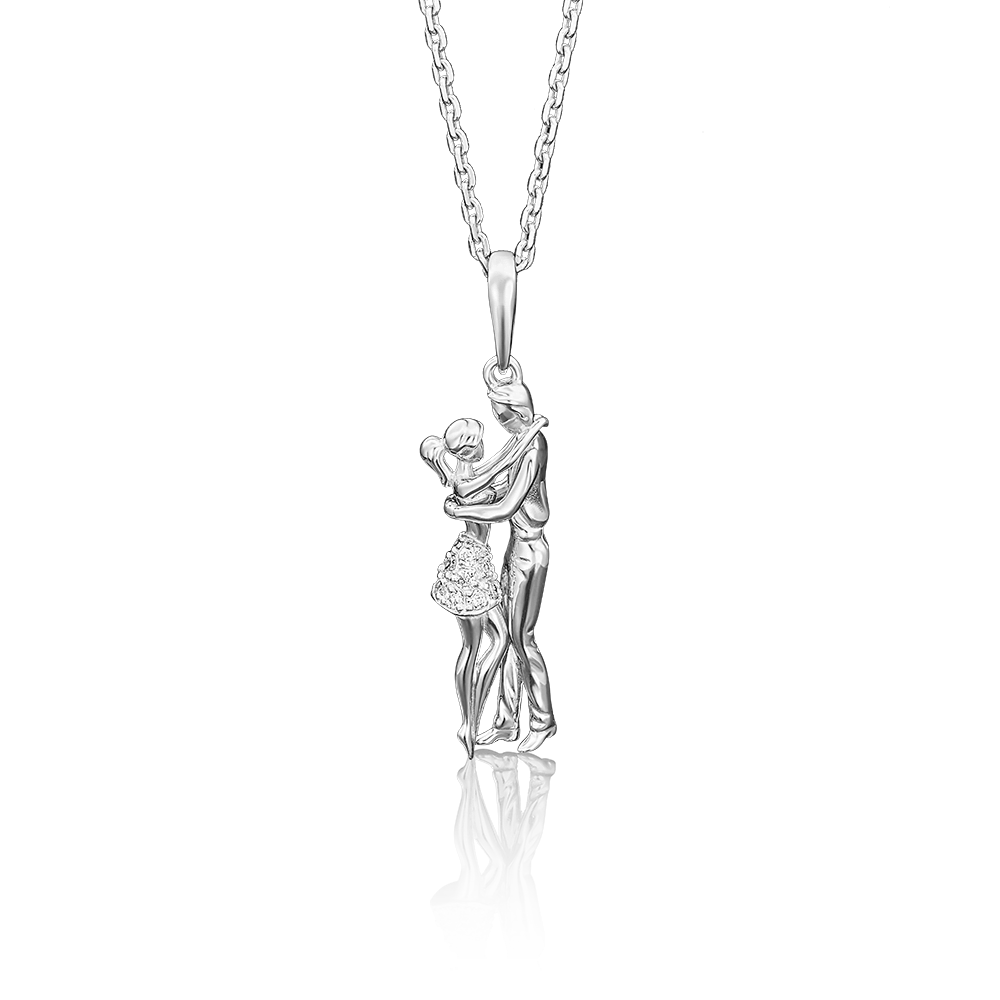 Подвеска «Влюбленные» из белого золота с фианитами 03-2433-00-401-1120-03