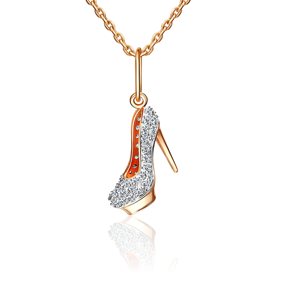 Подвеска «Туфелька» из красного золота с фианитами 03-2434-00-401-1110-33