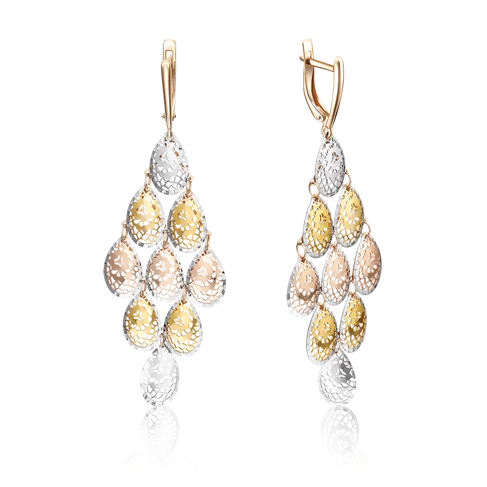 Серьги с английским замком из комбинированного золота 02-3629-00-000-1140-48