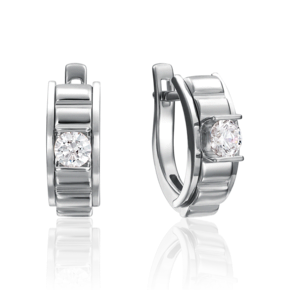 Серьги с английским замком из белого золота с бриллиантом 02-4206-00-101-1120-30