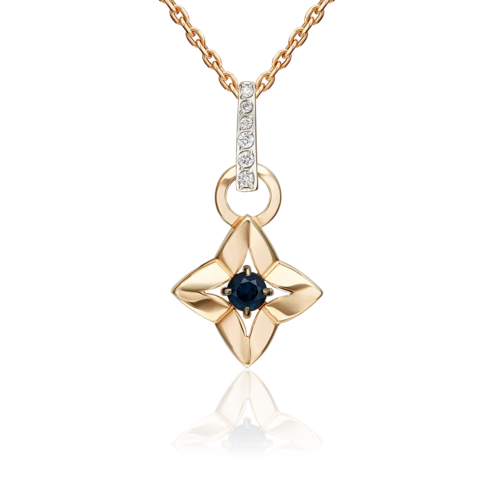 Подвеска из красного золота с сапфиром и бриллиантами 03-3622-00-105-1110