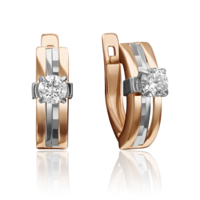 Серьги с английским замком из комбинированного золота с фианитом 02-4294-00-501-1111-38