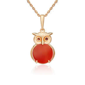 Подвеска «Сова» из красного золота с сердоликом и эмалью 03-3608-00-748-1110