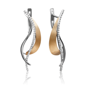 Серьги с английским замком из комбинированного золота с бриллиантами 02-4216-00-101-1111-30