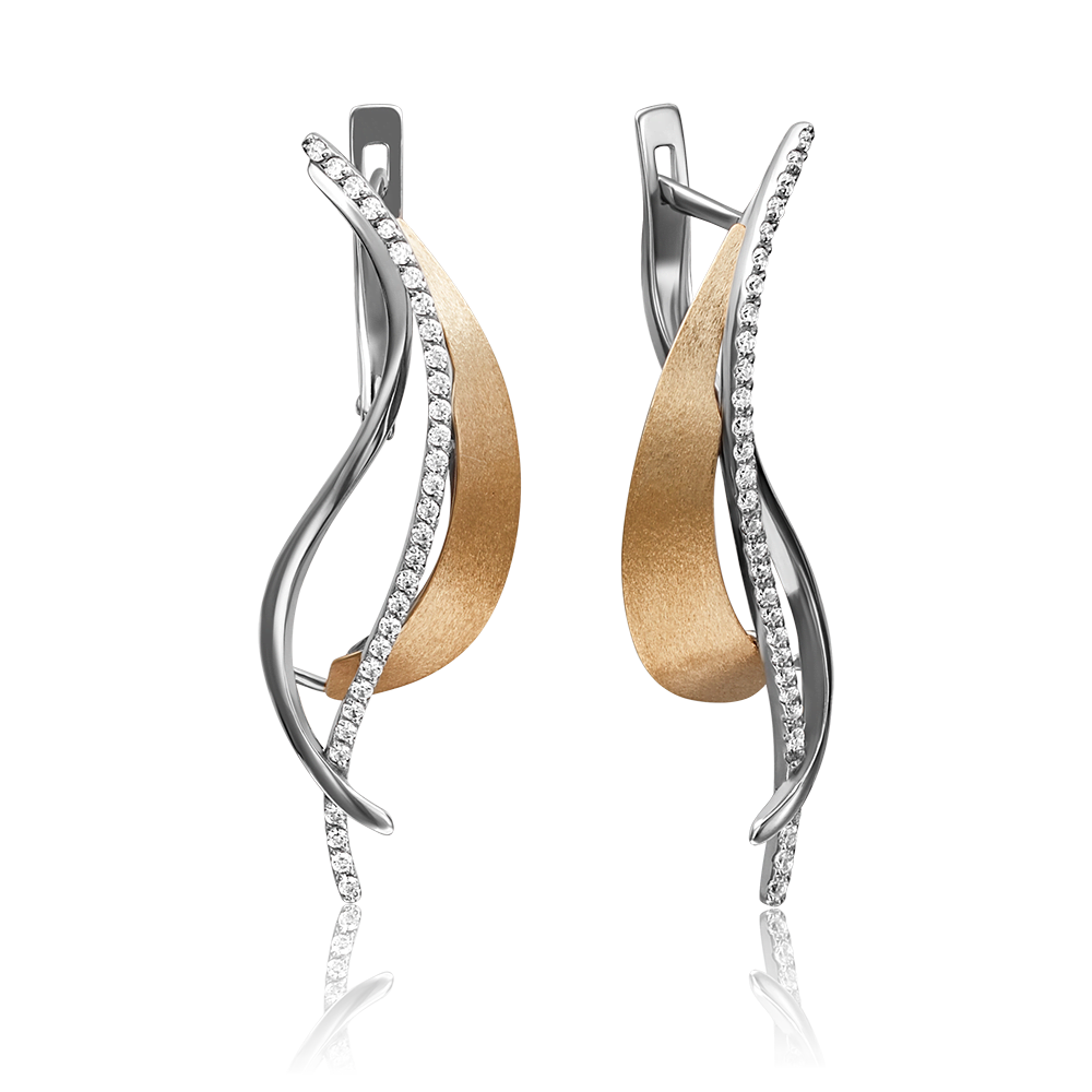 Серьги с английским замком из комбинированного золота с бриллиантами 02-4216-00-101-1111-30