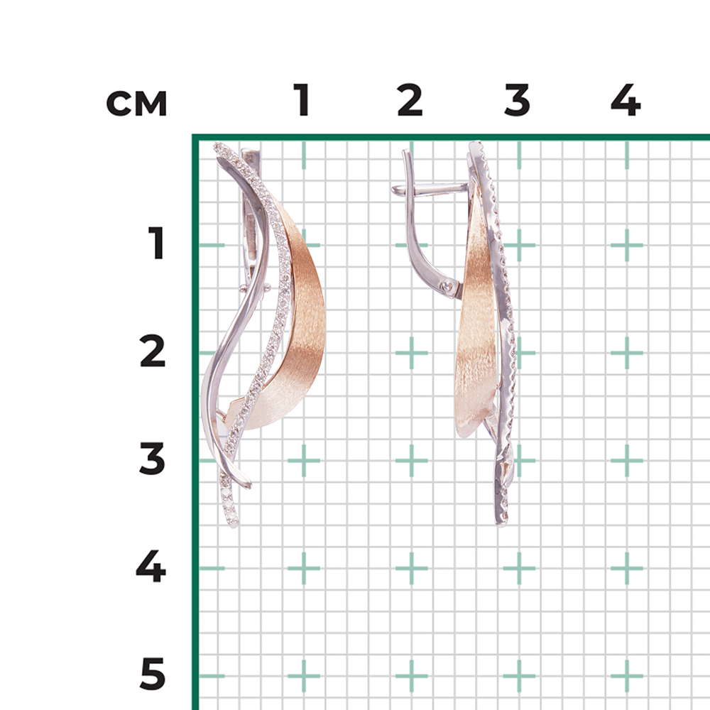 Серьги с английским замком из комбинированного золота с бриллиантами 02-4216-00-101-1111-30