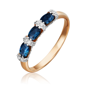 Кольцо из красного золота с сапфирами и бриллиантами 01-5544-00-105-1110-30