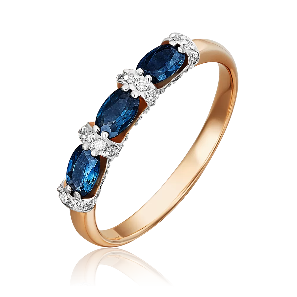 Кольцо из красного золота с сапфирами и бриллиантами 01-5544-00-105-1110-30