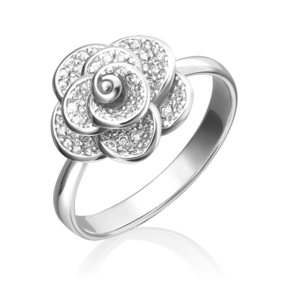 Кольцо «Цветок» из белого золота с бриллиантами 01-1601-00-101-1120-30