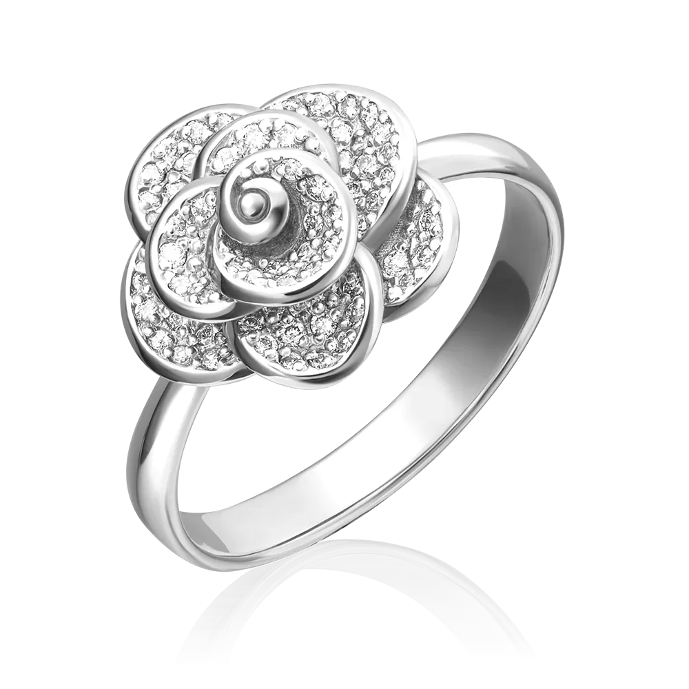 Кольцо «Цветок» из белого золота с бриллиантами 01-1601-00-101-1120-30