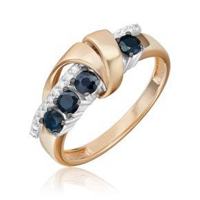 Кольцо из комбинированного золота с сапфирами и бриллиантами 01-5755-00-105-1111