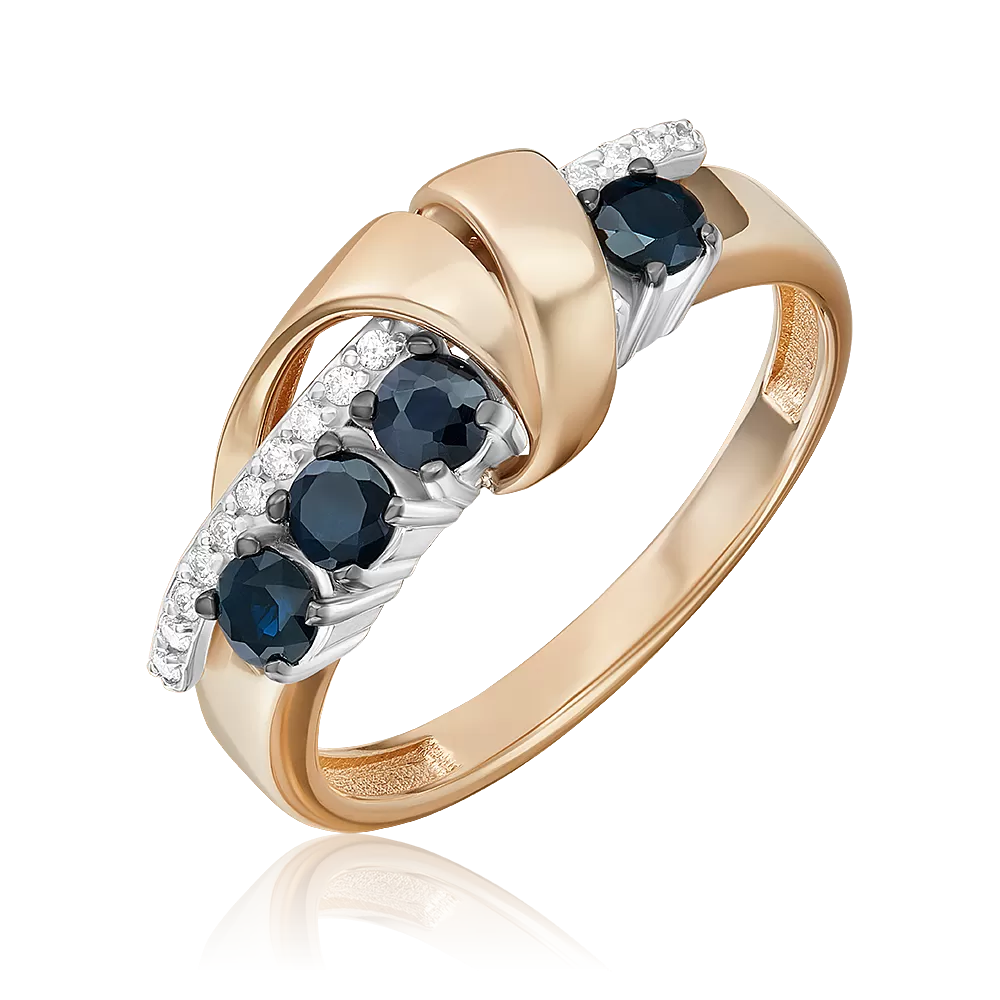 Кольцо из комбинированного золота с сапфирами и бриллиантами 01-5755-00-105-1111