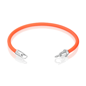 Браслет-соул из серебра с оранжевым полиуретановым шнуром 05-0762-04-000-0200