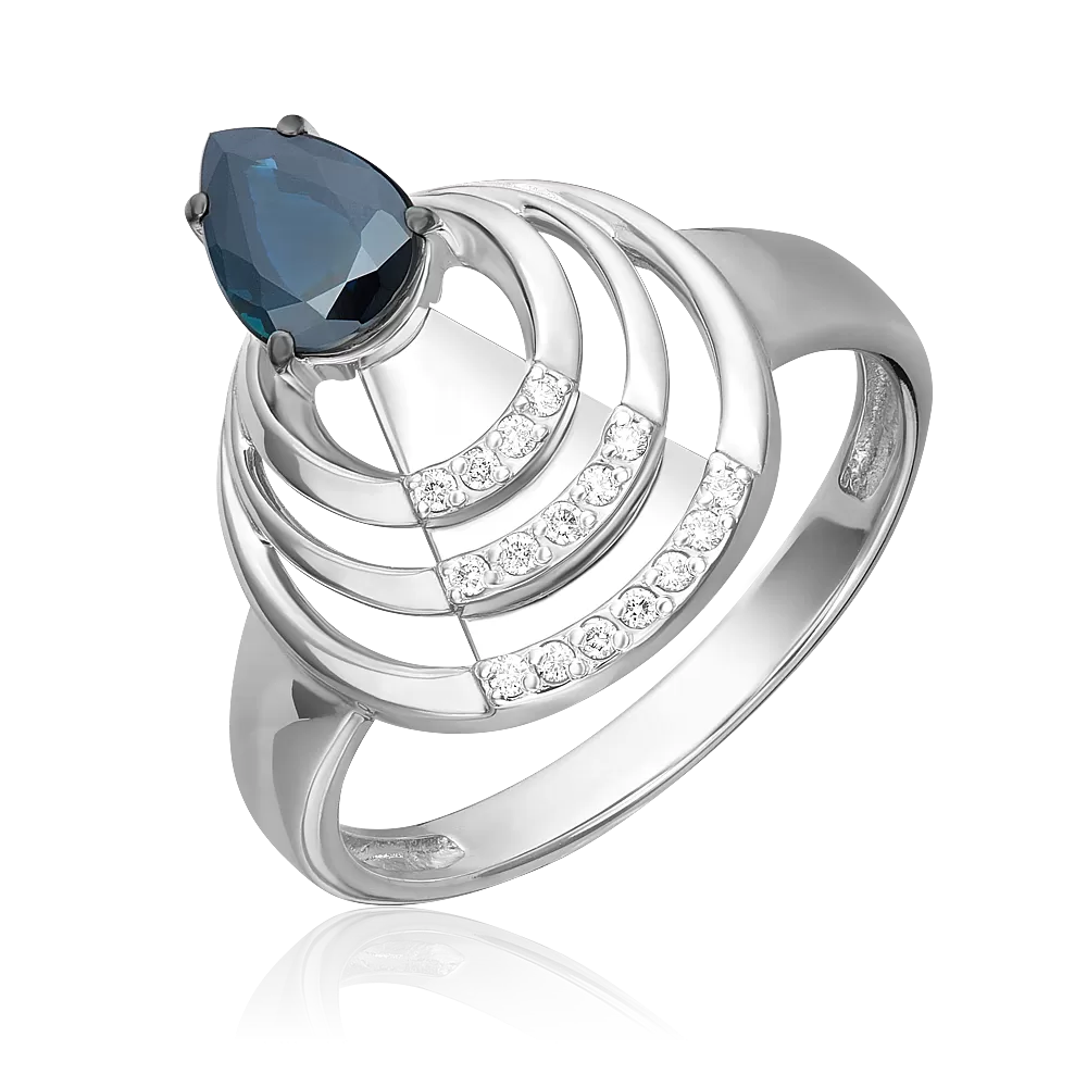 Кольцо из белого золота с сапфиром и бриллиантами 01-5720-00-105-1120
