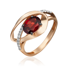 Кольцо из красного золота с гранатом и натуральными топазами white 01-5330-00-264-1110-57