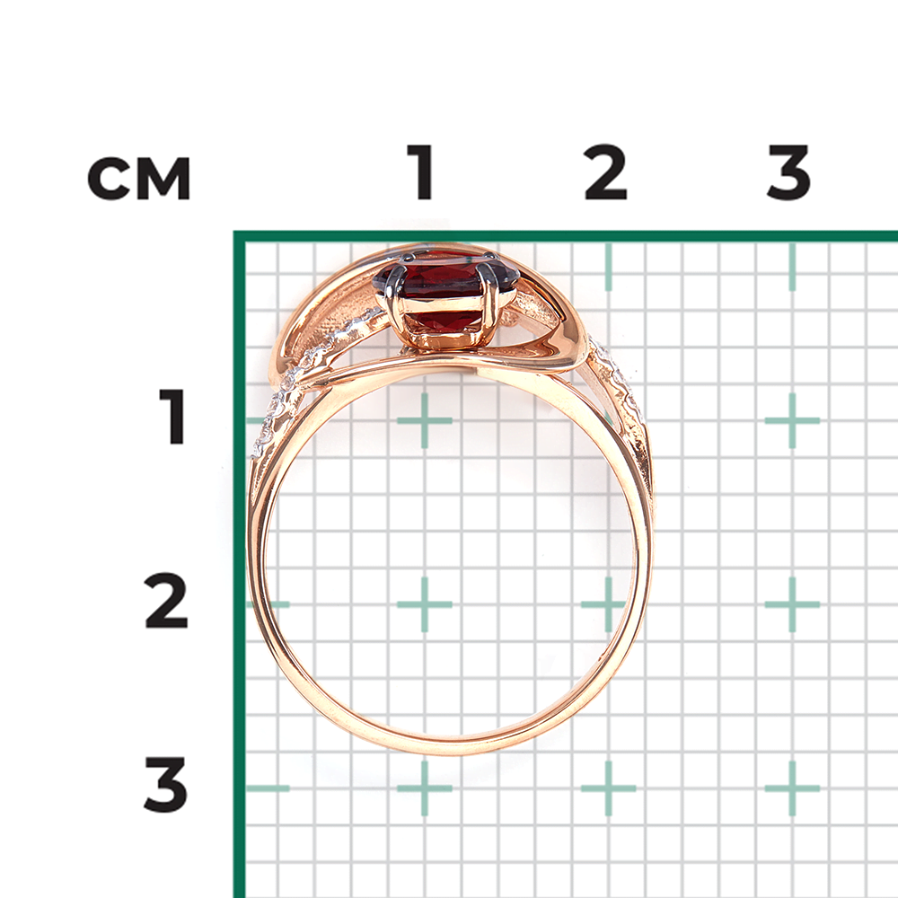 Кольцо из красного золота с гранатом и натуральными топазами white 01-5330-00-264-1110-57