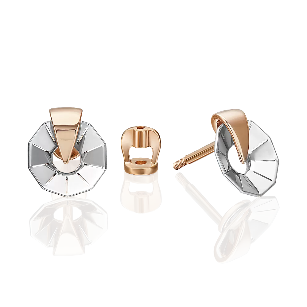 Серьги-пусеты из комбинированного золота 02-5367-00-000-1111