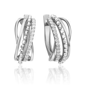 Серьги с английским замком из белого золота с фианитами 02-4533-00-401-1120-24