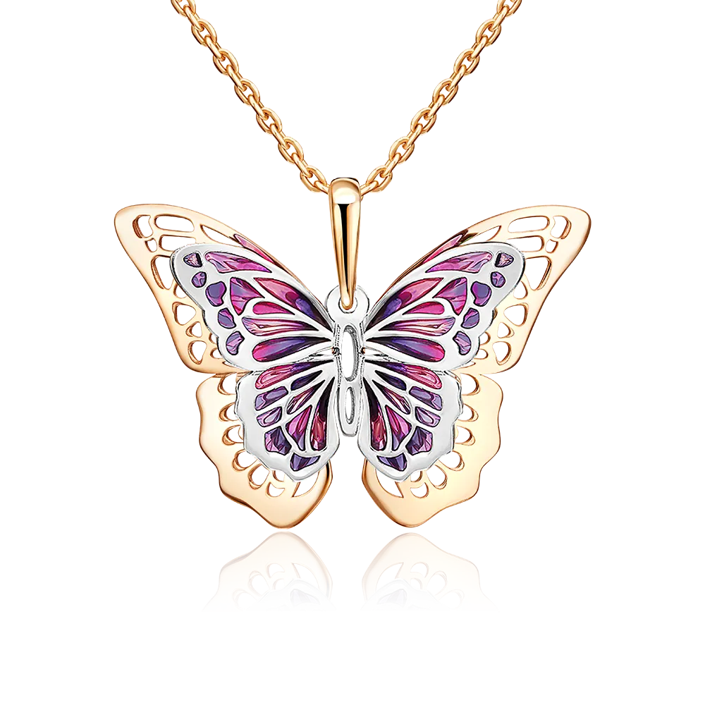 Подвеска «Тропическая красавица» из комбинированного золота с эмалью 03-3167-02-000-1111-48