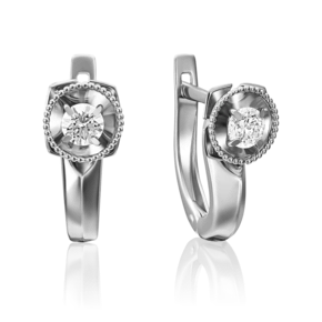 Серьги с английским замком из белого золота с фианитом 02-4110-00-501-1120-38
