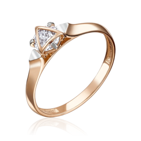 Кольцо из красного золота с фианитом 01-5104-00-401-1110