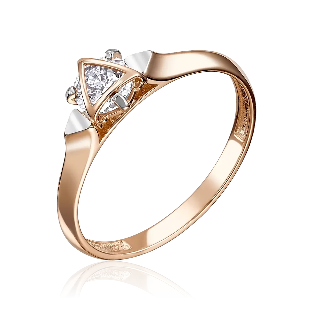 Кольцо из красного золота с фианитом 01-5104-00-401-1110