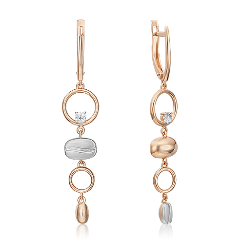 Серьги с английским замком из комбинированного золота с натуральным топазом white 02-4926-01-201-1111