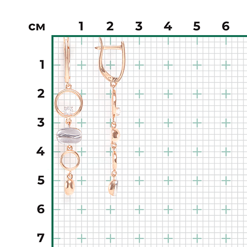 Серьги с английским замком из комбинированного золота с натуральным топазом white 02-4926-01-201-1111