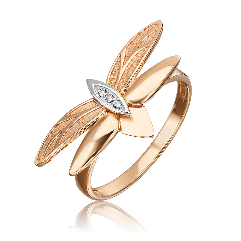 Кольцо «Стрекоза. Ценность настоящего» из комбинированного золота с бриллиантами 01-5495-00-101-1111