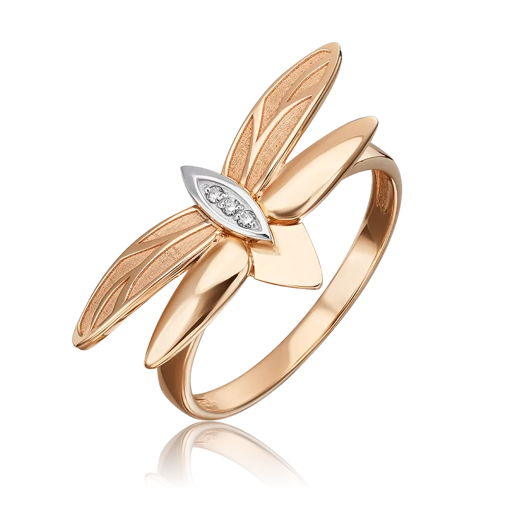 Кольцо «Стрекоза. Ценность настоящего» из комбинированного золота с бриллиантами 01-5495-00-101-1111