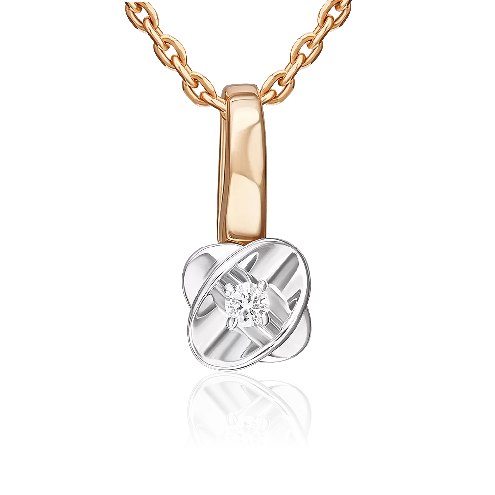 Подвеска из комбинированного золота с бриллиантом 03-3526-00-101-1111