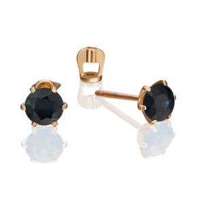 Серьги-пусеты из красного золота с сапфиром