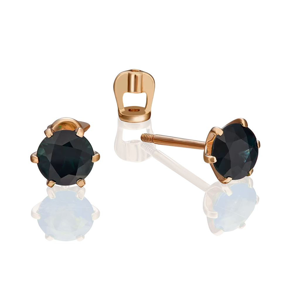 Серьги-пусеты из красного золота с сапфиром 02-0289-00-102-1110-30