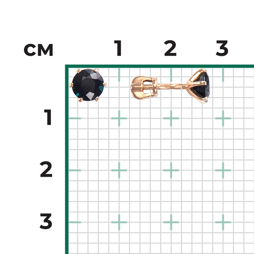 Серьги-пусеты из красного золота с сапфиром 02-0289-00-102-1110-30