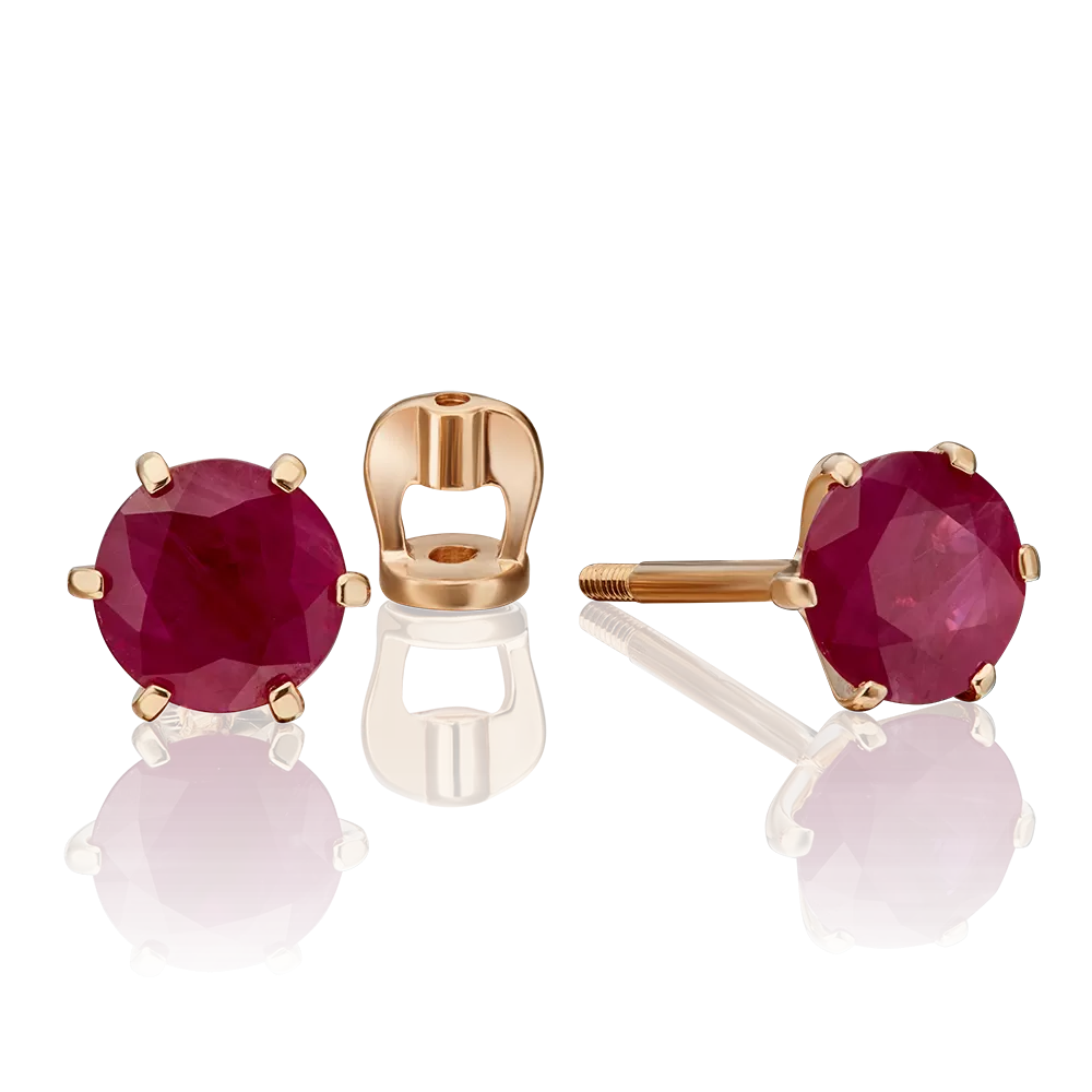 Серьги-пусеты из красного золота с рубином 02-0289-00-104-1110-30