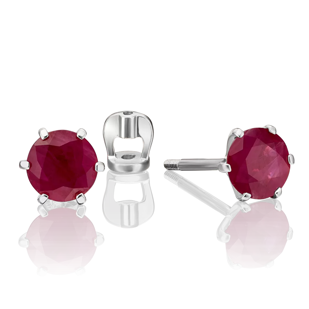 Серьги-пусеты из белого золота с рубином 02-0290-00-104-1120-30