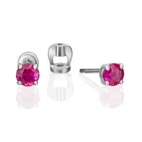 Серьги из белого золота с рубином